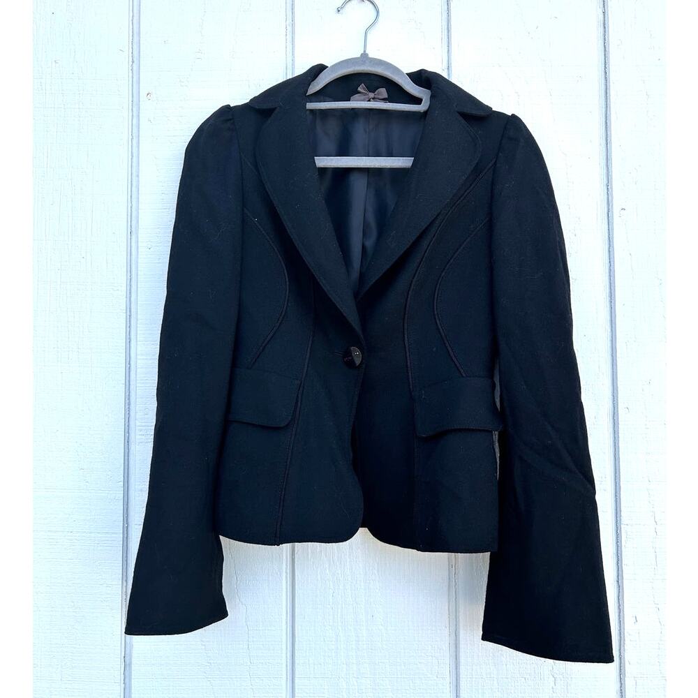 O'2nd Tailored Blazer With Slightly Flared Arms, One Button, Black Size 6‎